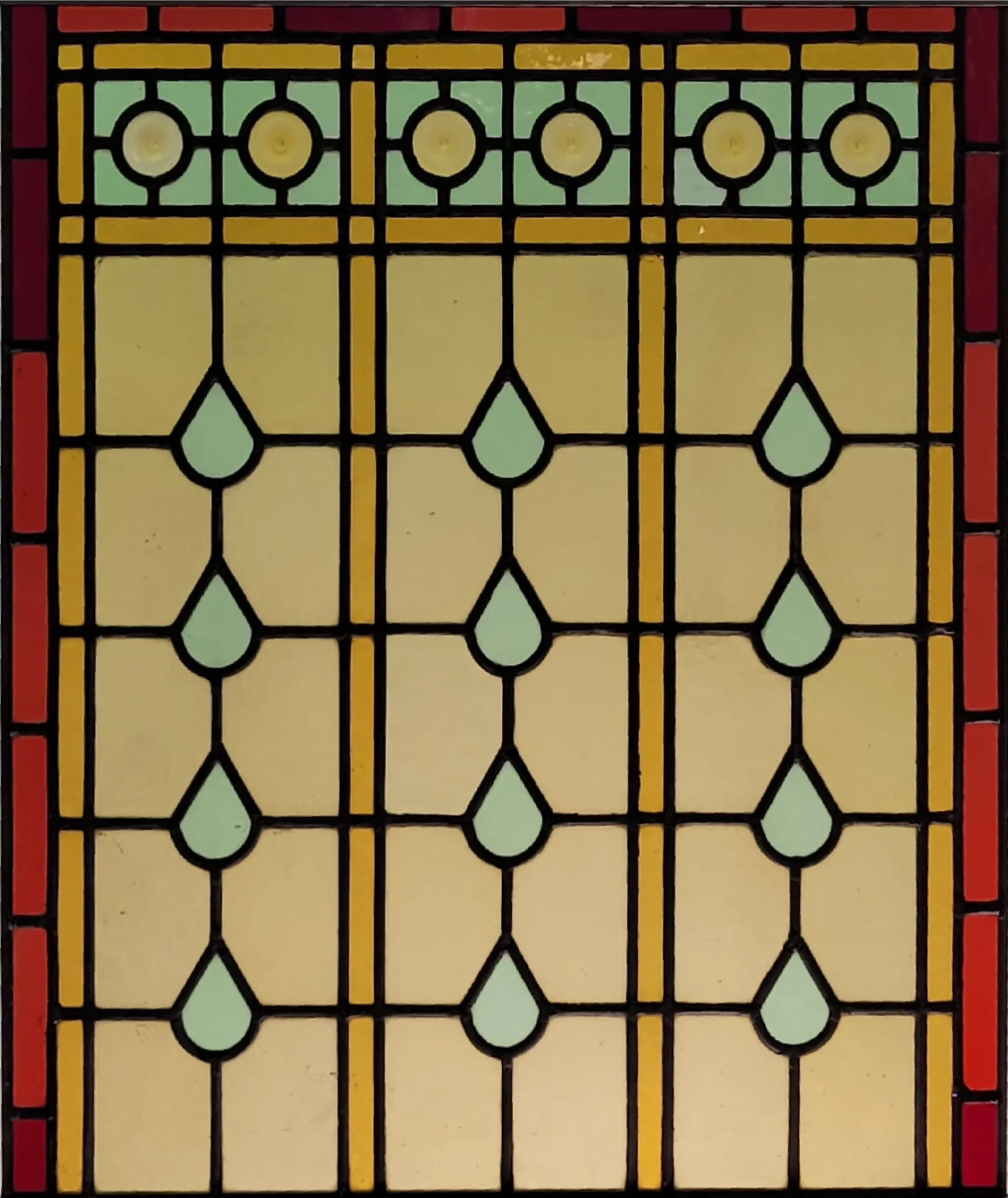 Druppelmotief groen geel rood