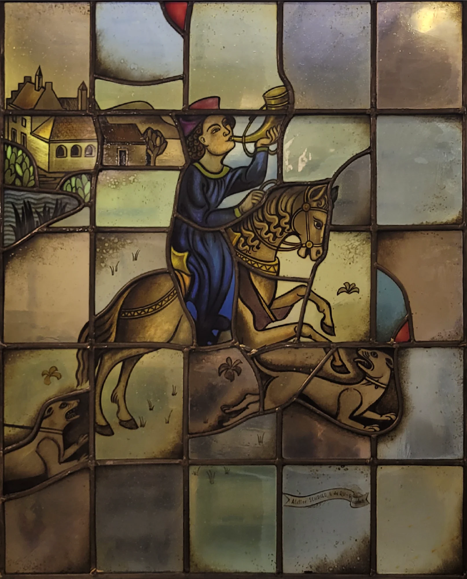 Jager te paard met hoorn