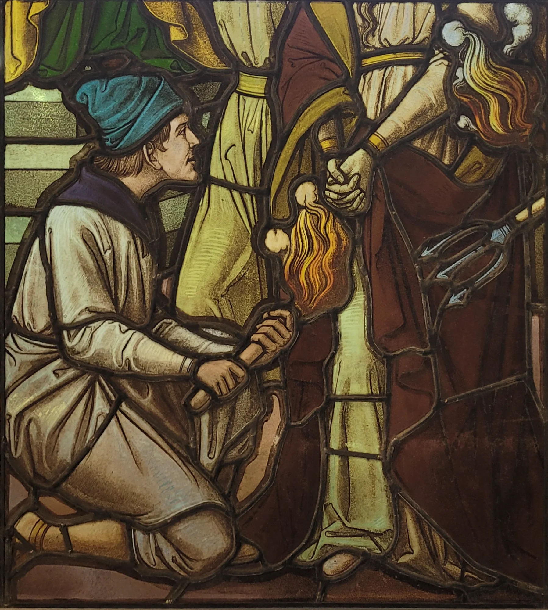 Kerkraam figuren met fakkels